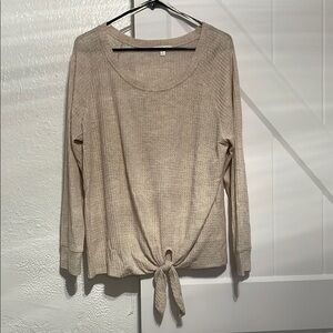 Women's Beige Tie-Front Top